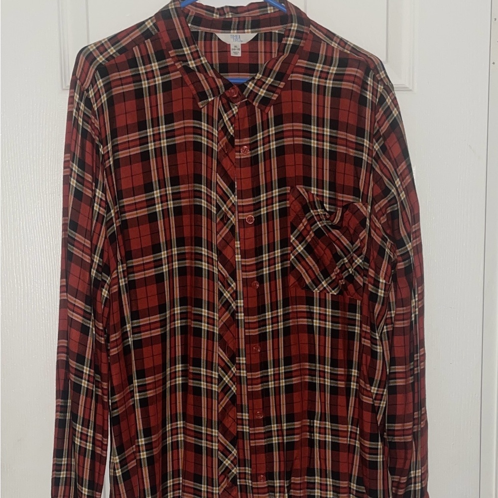 Time and Tru Red and Black Plaid Men's Shirt